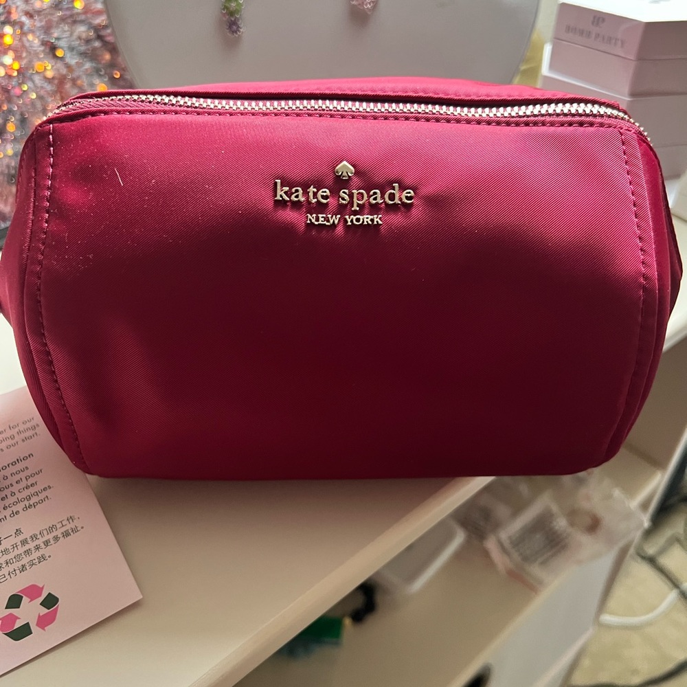 Burgundy make up roll bag